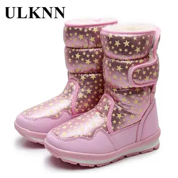 Дамски топли розови лодка, зимни детски обувки -40 градуса, детски зимни обувки, градинска обувки на дебелите меху за момчетата-тийнейджъри, нескользящая водоустойчив