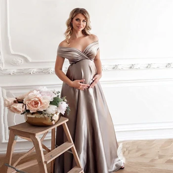 Копринена секси рокли за фотосесии за бременност и раждане, дълги рокли за детската душа, вечерна Макси-дрехи за бременни, подпори, за фотосесията за бременни жени