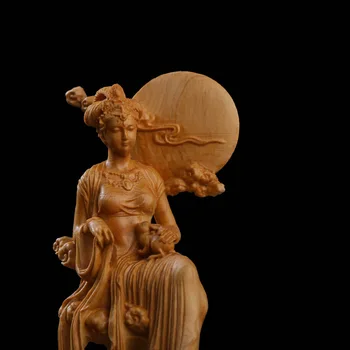 Чемшир 18 см, скулптура Чанъэ, статуетка красавици от китайската митология, Богинята на Луната, дървена статуетка на фея аксесоари за дома MJ