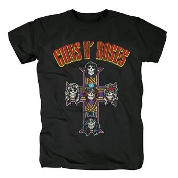 27 дизайни на улицата дрехи, Реколта тениска Guns N' Roses GNR Rock Band, брандираната риза, 3D череп, костен Кръст, хеви Метъл, Пънк, Памук, Guns N Roses