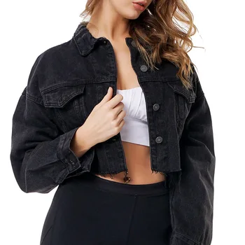 Дамски дънкови яке, палто 2023, есенно-зимна обикновена яке с дълъг ръкав за жени