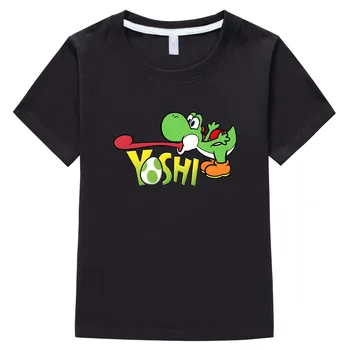 Тениска Yoshi / Детска Тениска с Анимационни принтом за Момичета, Летни Тениски, Забавни Детски Дрехи, Блузи от 100% памук за най-Малките Момчета, Дрехи