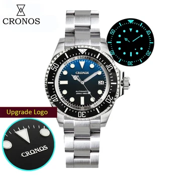 Мъжки часовник Cronos Automatic 2000м Diving водоустойчив 2000 метра, професионален механични ръчни часовници за водолази от неръждаема стомана