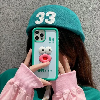 Сладко момиче, включваща 3D, ново мультяшное израз на очите, на фона на мекия силикон своята практика за iphone 14 13 12 11 Pro Max Plus Fashion