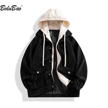 BOLUBAO 2023, есенно-зимна нова градинска ежедневни яке за мъже, изкуствени два палто с качулка, приталенные, висококачествени ежедневни якета за мъже