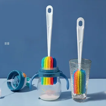 Четка за бебешко шише, подобно на гъба, четка, подобно на гъба, четка за домашно почистване, стъклена тенджера, кухненски инструмент за почистване, четка за бебешко шише