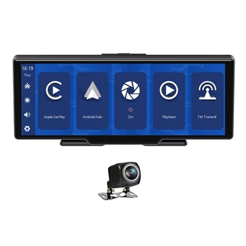 Автомобилен видеорекордер Carplay Android Авто dvr Екран на Централната конзола БТ видеорекордер за автомобил, GPS FM