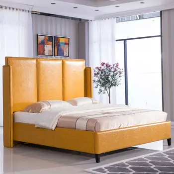 Модерно легло от естествена кожа CIFF, сребриста легло от изкуствена кожа за мебели спалня