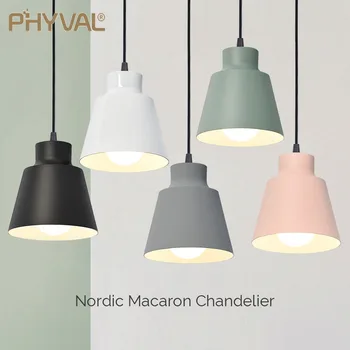 Окачен лампа в скандинавски стил, модерен, креативен окачен лампа за осветление на спални, лампа Macaron, E27, led крушки, висящи осветителни тела за хол