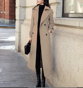 2023 Есенно-зимния ново утолщенное вълнена дамско палто, однотонное вълна палто с дълъг ръкав, дамски якета