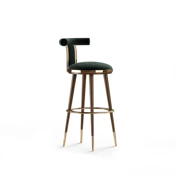 Съвременен творчески бар стол дървен бар стол прост модерен домашен стол с облегалка дизайнерски стол