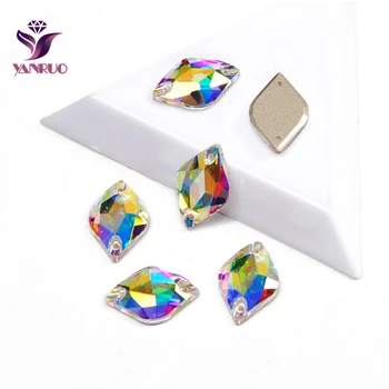 YANRUO 3211 Прозрачно кристално стъкло във формата на лимон, дойде кристали, скъпоценни камъни, на равна подметка, елегантни рокли от камъни