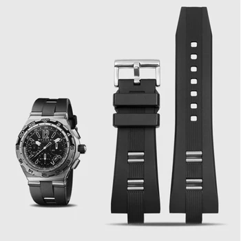 Висококачествен водоустойчив гумен силикон каишка за часовници, аксесоари, подходящи за Bvlgari DIAGONO, черно издут устата 26 mm x 9 mm, мъжки