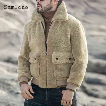 По-големи размери Мъжка мода Светкавица Топ с висока джоб на Якето яка с ревери ретро връхни дрехи, Зимни кадифено палто Секси мъжки дрехи 2021