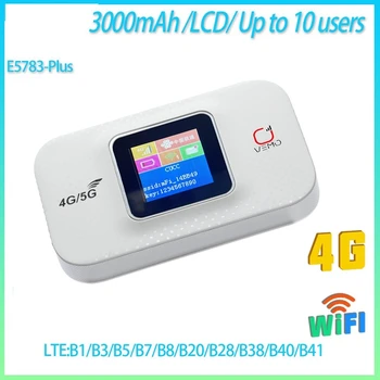 E5783 Плюс 4G LTE CAT4 300 Mbit/s Преносим Wi-Fi-рутер със слот за СИМ-карта Авто мобилен Wi-Fi батерия 3000 ма Портативен рутер