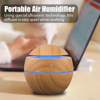 Домашен овлажнител на въздуха от дърво, ароматен дифузор USB Ултразвуков инхалатор студена мъгла, дифузор аромат на етерично масло