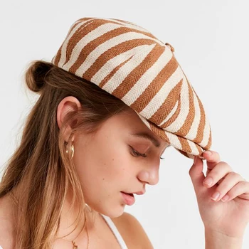 Дамски шапки вестникарче, класическа 8-панелна раирана шапка бръшлян Гэтсби, осмоъгълни взема за момичета, шапка вестници художник