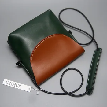 Дамска чанта, кожена, ретро зашити контрастная кожена чанта-месинджър луксозна дизайнерска чанта Модерна чанта на едно рамо, подмишница Поясная чанта