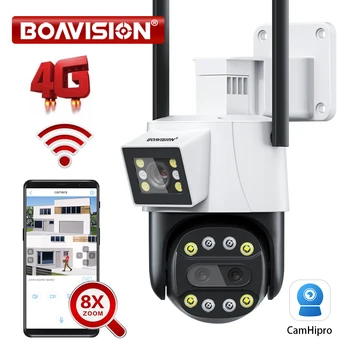 6-Мегапикселова Камера, Wi-Fi / 4G За улица с три лещи и два екрана с автоматично проследяване на AI, 8-кратно цифрово увеличение, функция за Onvif PTZ камерата с фиксирана точка