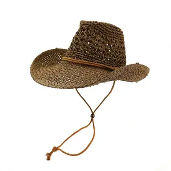 Западните каубойски шапки от слънцето за мъже, слама годишният topper ръчно изработени шапки-кофи за жени, градинска крайбрежна плажна шапка, панама, Gorras