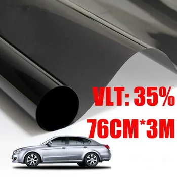 76 см * 300 см/Лот VLT 35%/Ролка Светло Черна Автомобили Филм за тонизиране на прозорци Стъкло 2-слойный Автомобил от Авто Къща за Търговска Защита От Слънцето Лятото