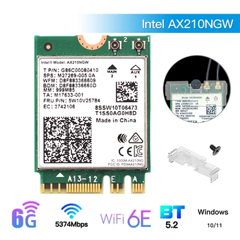 WiFi 6E Безжична карта Intel AX210 802.11 AX M. 2 Bluetooth5.2 Трибандов 2,4 G/5G/6GHz Mini PCI-E захранващ Адаптер AX200 За Windows10