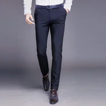 Нови модерни висококачествени мъжки костюмные прави панталони пролетно-есенни дълги мъжки класически бизнес ежедневни панталони Slim Fit пълна дължина