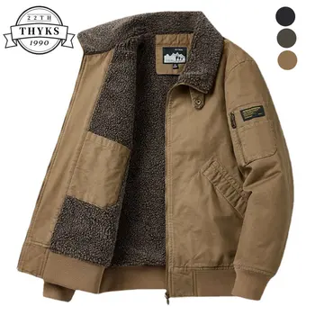 Зимна военно яке, мъжки кашмир дебели якета-карго с множество джобове, Винтажное ежедневното топло износостойкое ветрозащитное палто Chaquetas
