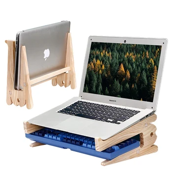 Универсална дървена поставка за лаптоп на масата 10-17 инчов Macbook Air Pro 15 13, подвижна дървена стойка за лаптоп, аксесоари за съхранение