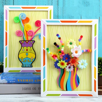 Набор от цветове, с бутони за ръчно изработени, креативни детски играчки, букет за детска градина, декорация на дома, 3D хартиена рамка за снимка, подарък
